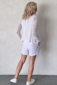 Luccia Plain White Linen Livi Shorts