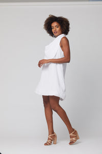 Lisa Brown Linen White Isla Dress
