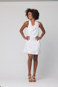 Lisa Brown Linen White Isla Dress