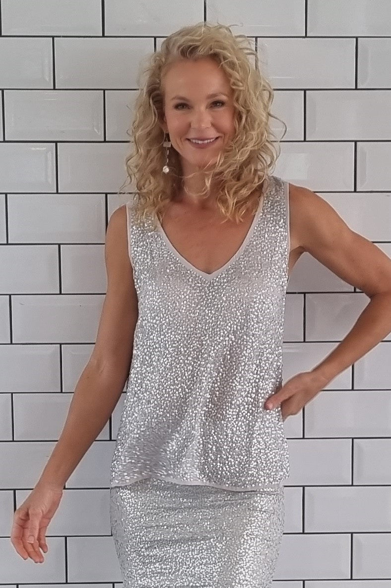 Luccia Grey Sequin Kira Top