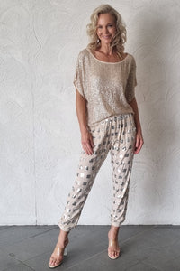 Luccia Beige/Silver Sequin Rinnie Pant