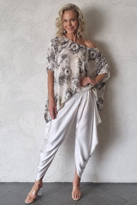 Lisa Brown Silk Ivory Etsu Pant