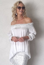 Load image into Gallery viewer, Luccia Plain White Beaded Milli Tunic