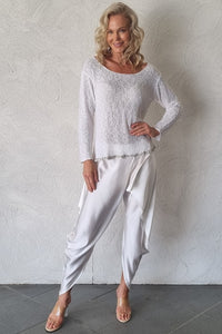 Luccia Plain White Beaded Mya Knit