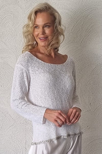 Luccia Plain White Beaded Mya Knit