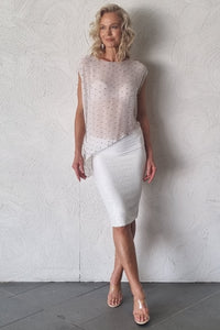 Luccia White/Silver Sequin Pipa Top