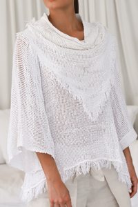 Lisa Brown White ¾ Sleeve Dezba Top