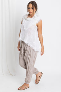 Lisa Brown White Sleeveless Dezba Top