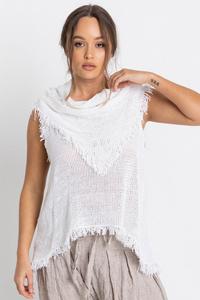 Lisa Brown White Sleeveless Dezba Top