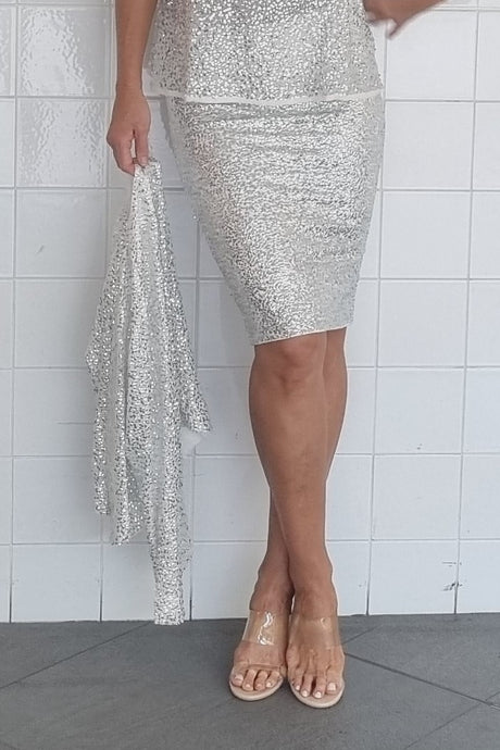 Luccia Silver Sequin Nia Skirt