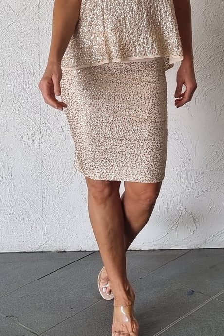Luccia Rose Gold Sequin Nia Skirt
