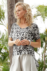 Luccia Charcoal Ikat Camille Top
