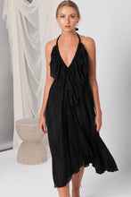 Load image into Gallery viewer, Lisa Brown Silk Black Midi Poppy Dress